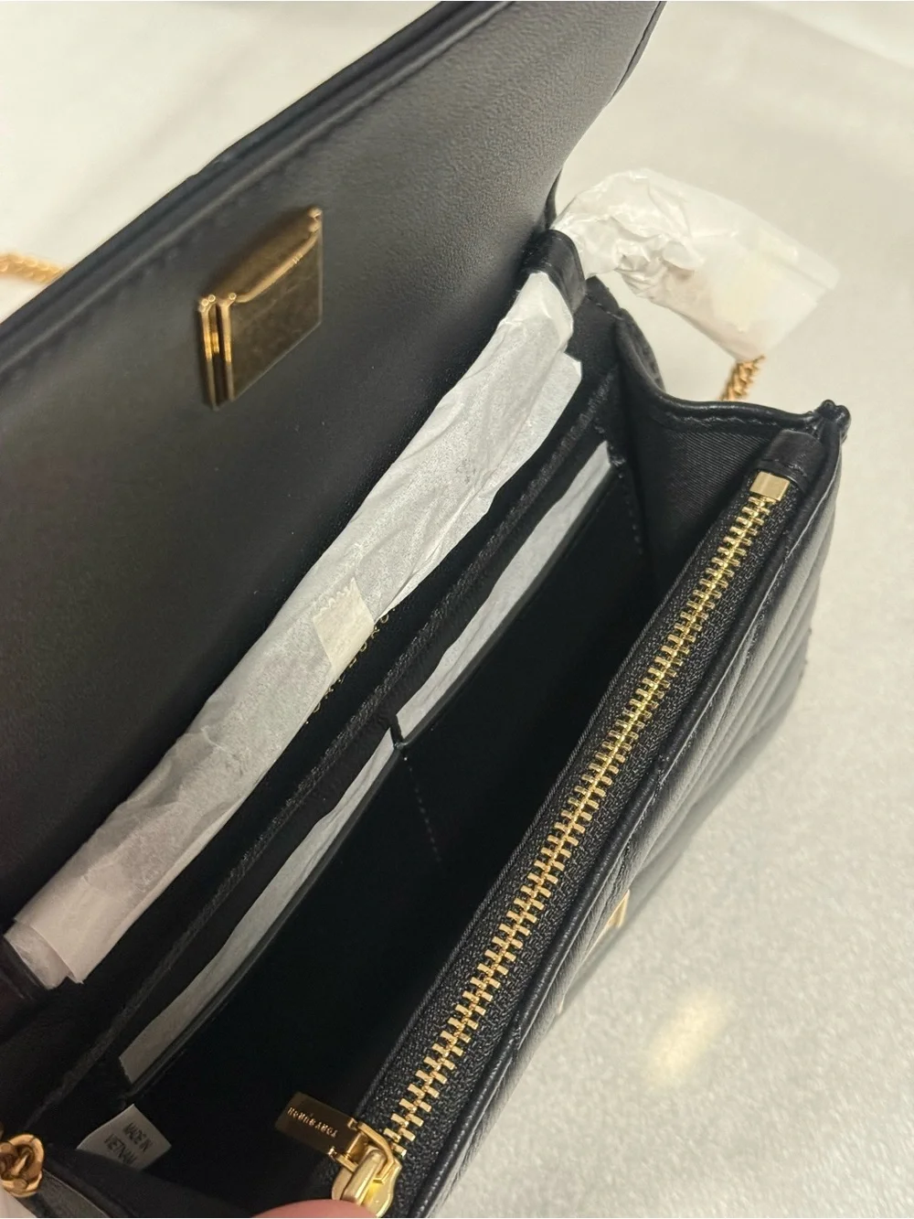 Brand new tag/Tory Burch Kira mini quilted leather tote bag, black